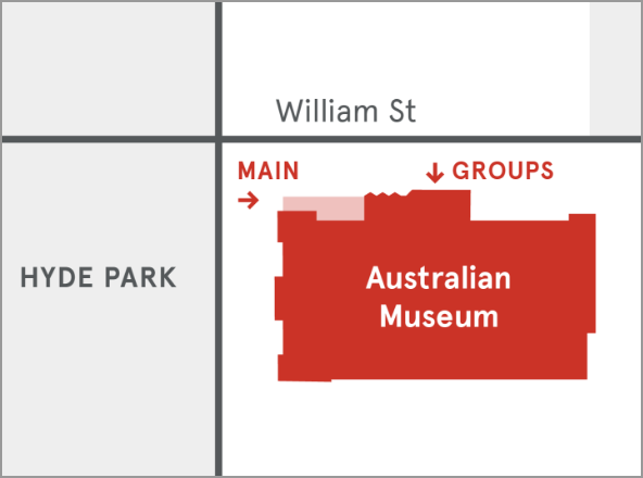 Map of entrances into the Australian Museum
